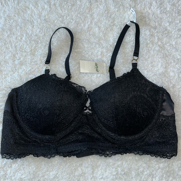Aerie Black Lace Real Power Blaconette Bra Size 34C NWT - Picture 1 of 6
